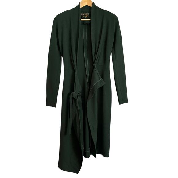 Vintage Donna Karan Black Label Archival Green Wool Wrap Dress Union-Made Size S - Picture 10 of 14